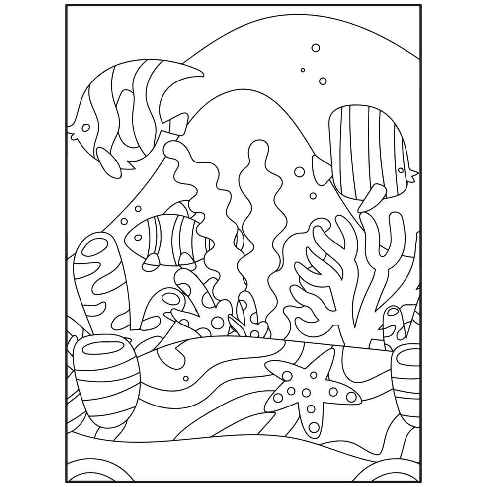 Printable Ocean Animals Coloring pages for kids vector