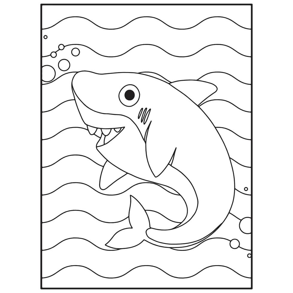 tiburón para colorear para niños para imprimir vector