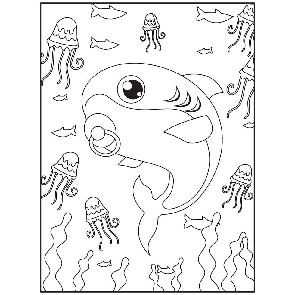 Shark Coloring Pages For Kids Printable vector