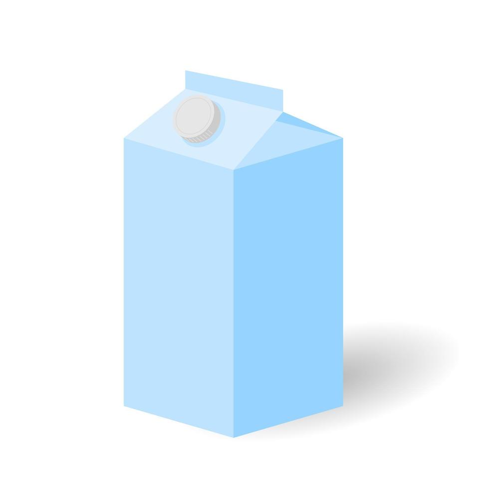 Milk carton isolated on white background. Vector illustration with tetrapack with lid.