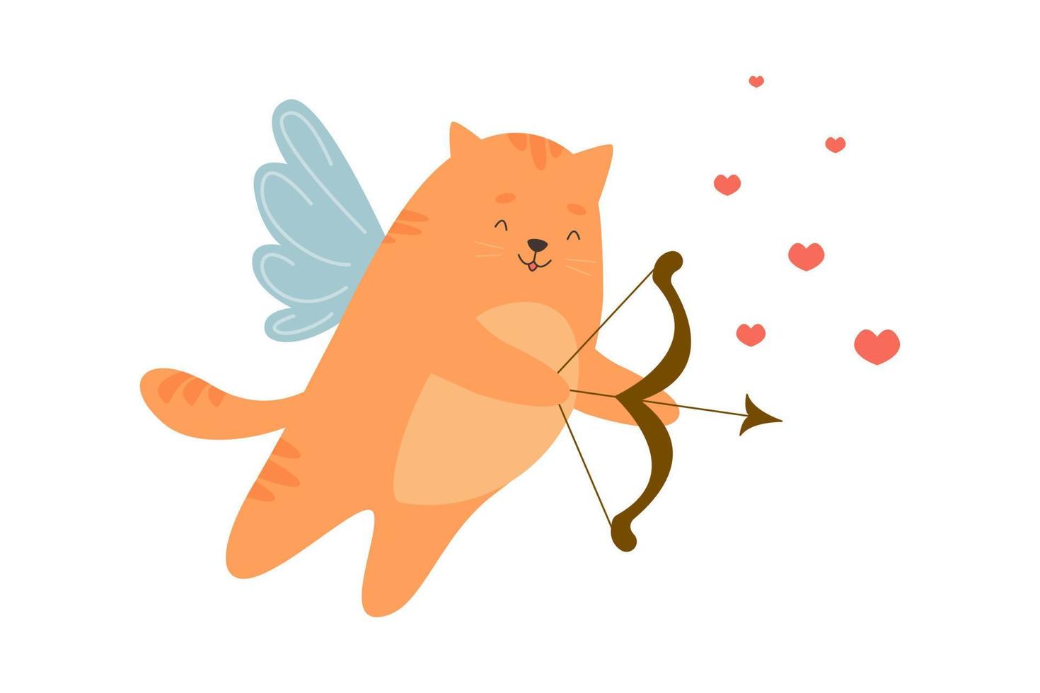 lindo travieso gato cupido. concepto del día de san valentín. tarjeta de felicitación vectorial. vector