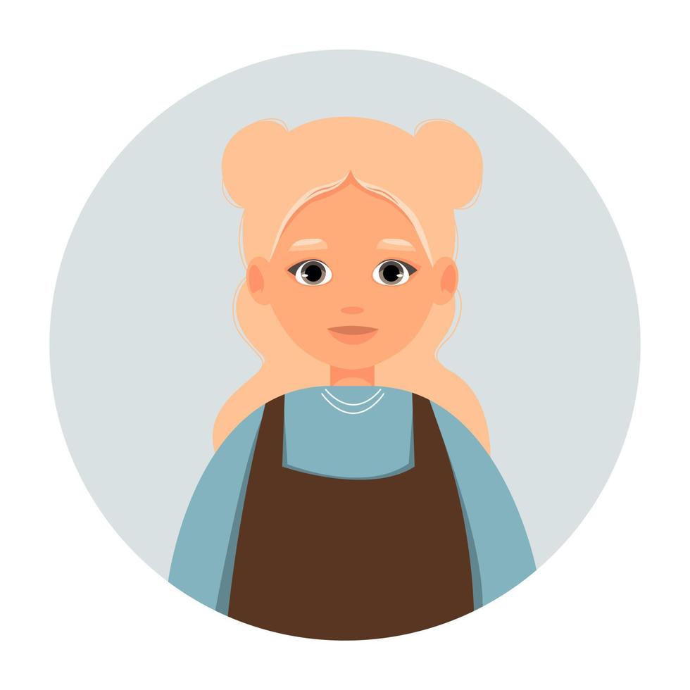 retrato de mujer caucásica. avatar de persona femenina. icono de vector de adulto en estilo plano. disparo a la cabeza.