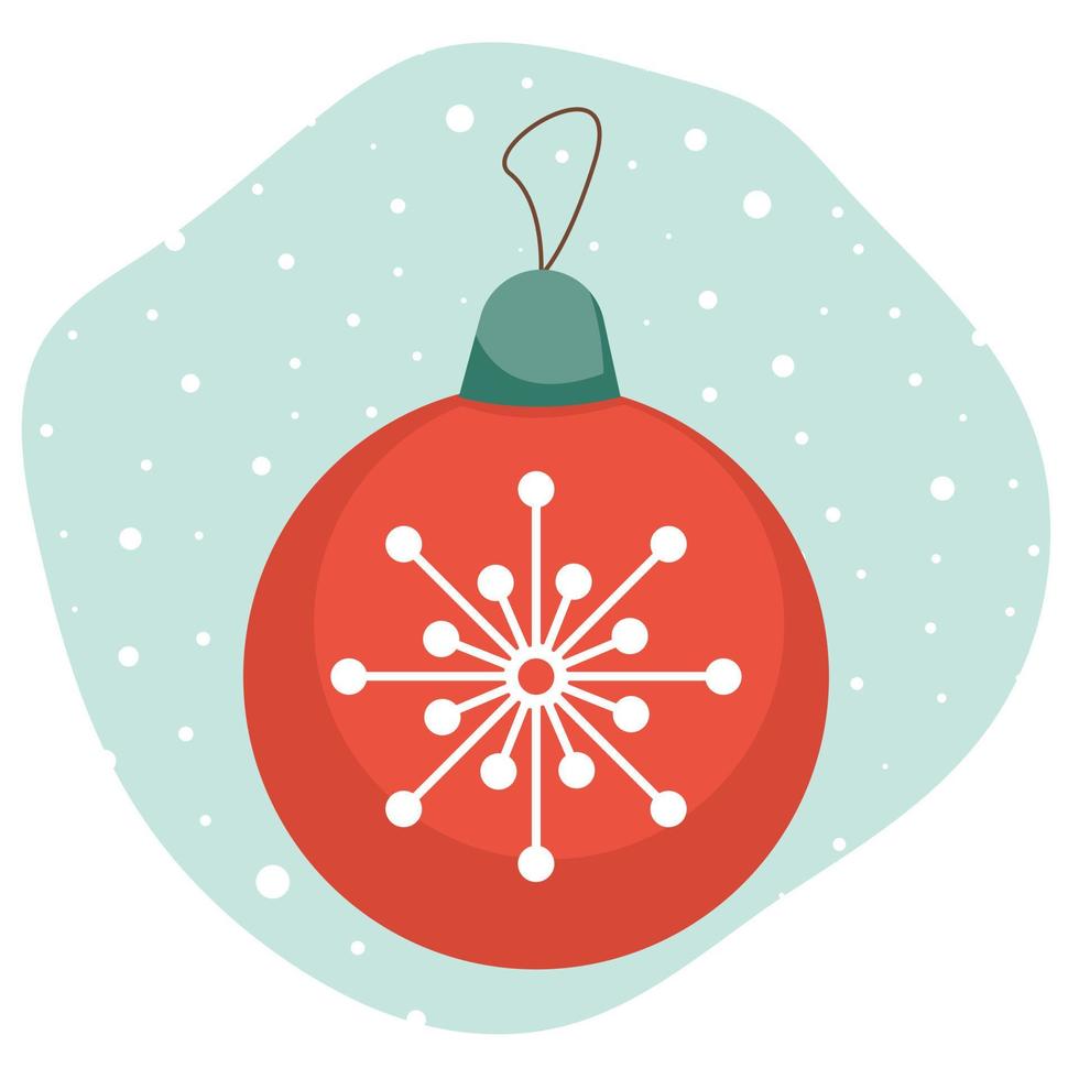icono de bola roja de abeto. ilustración de vector de Navidad en estilo plano.