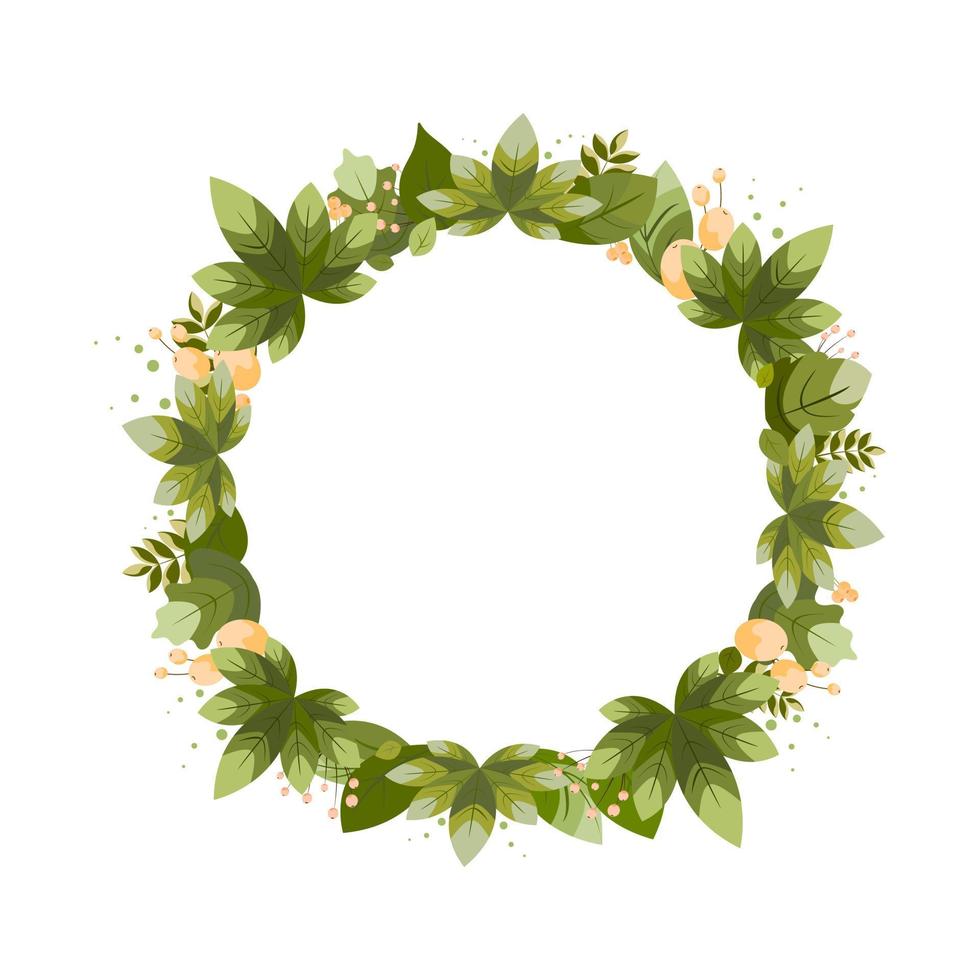 Summer wreath of green leaves. Frame for text. vector