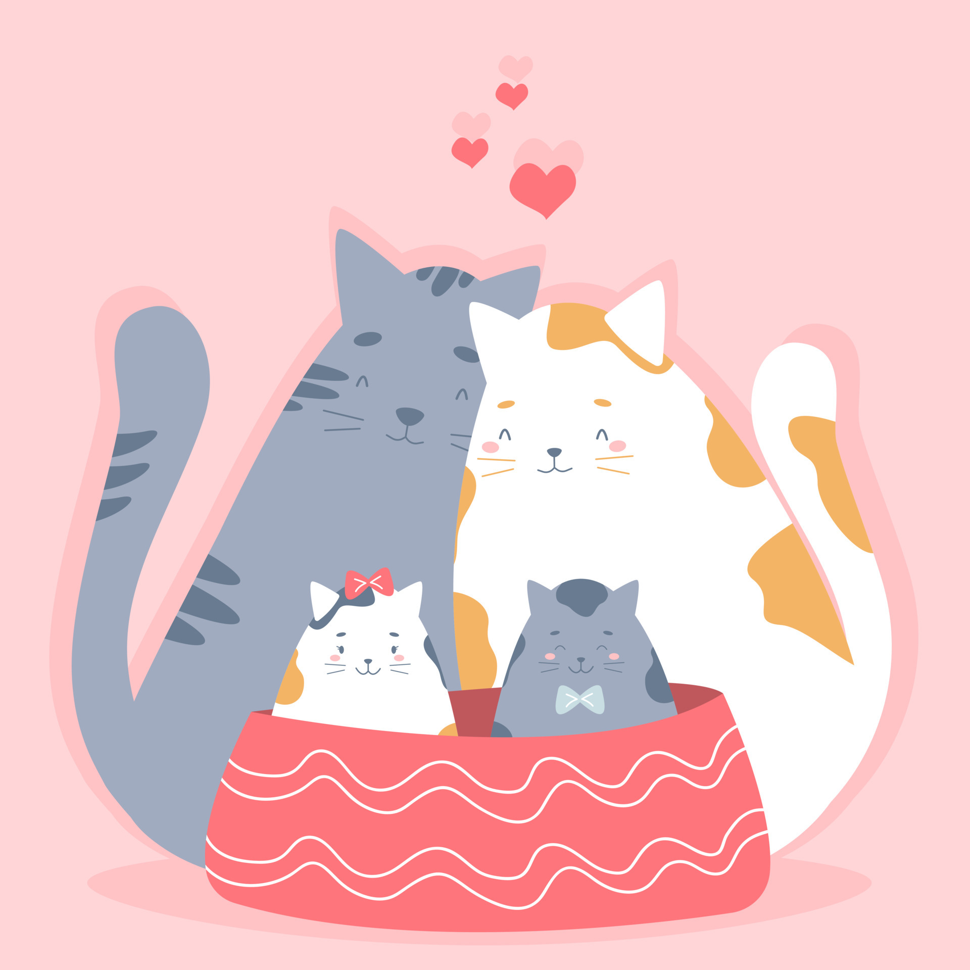 Cute cat family hugs. Lovely pets in love. Valentine's day, Saint Valentine. Vector greeting card illustration. 6631211 Vector Art at Vecteezy Cute cat family hugs. Lovely pets in love. Valentine's day, Saint Valentine. Vector greeting card illustration. 6631211 Vector Art at Vecteezy