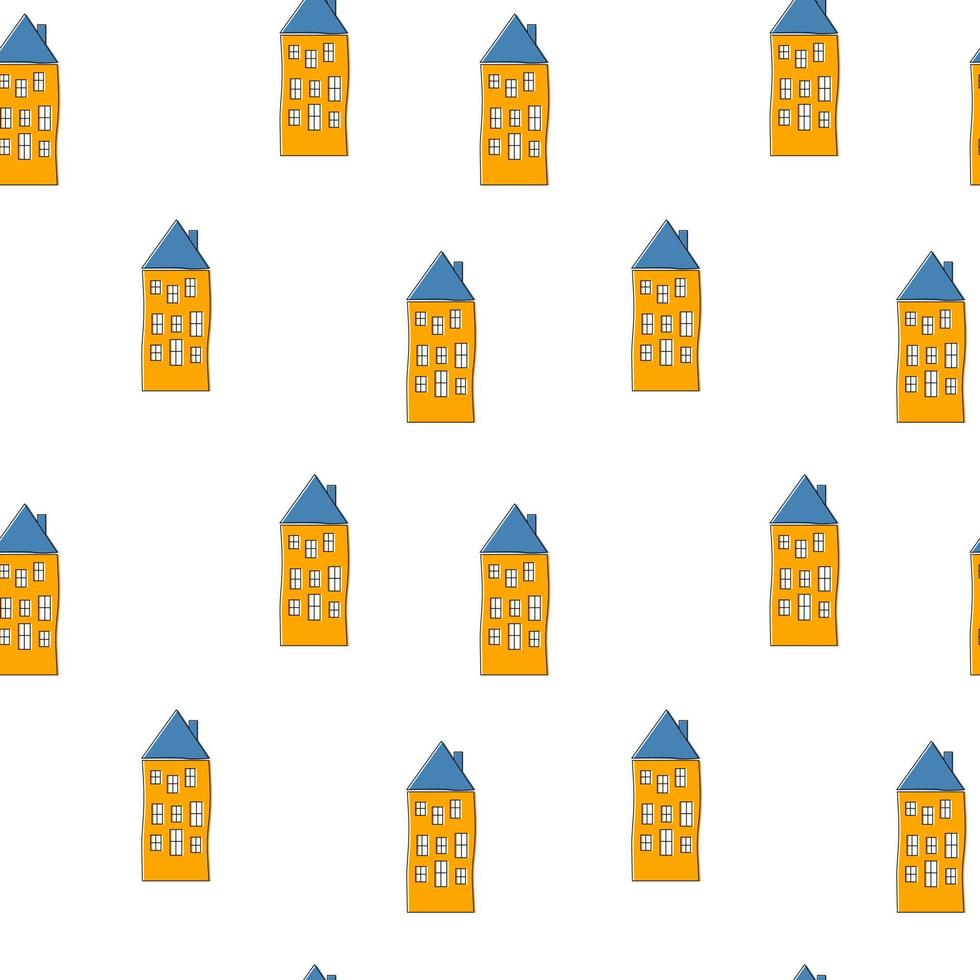 Seamless vector pattern with cute houses.