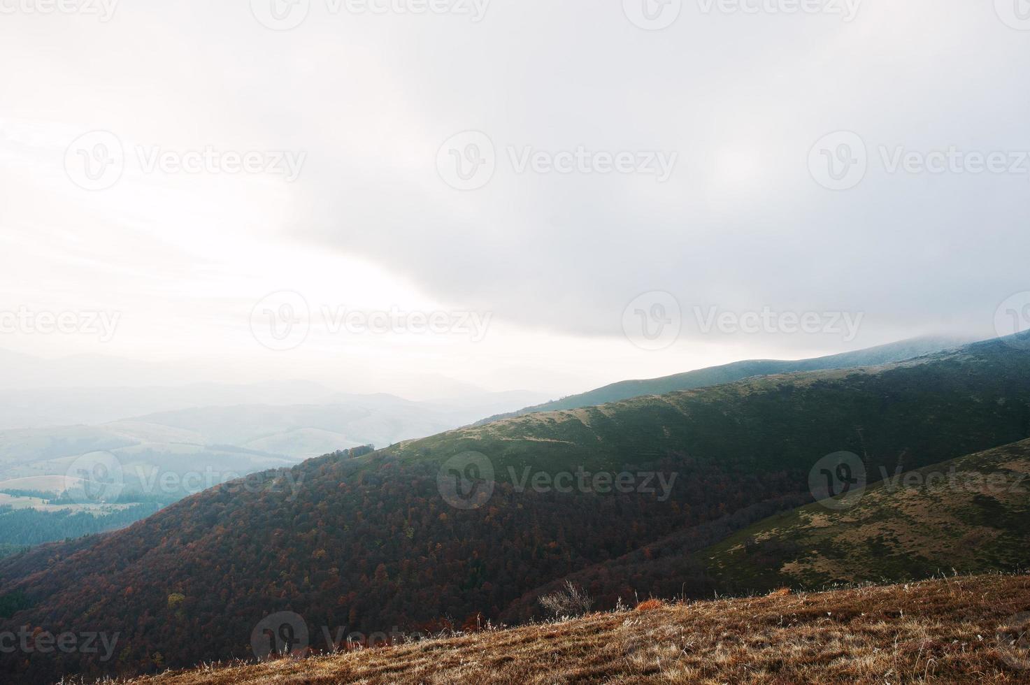 Great hills at frozen morning on Carpathian mountains photo