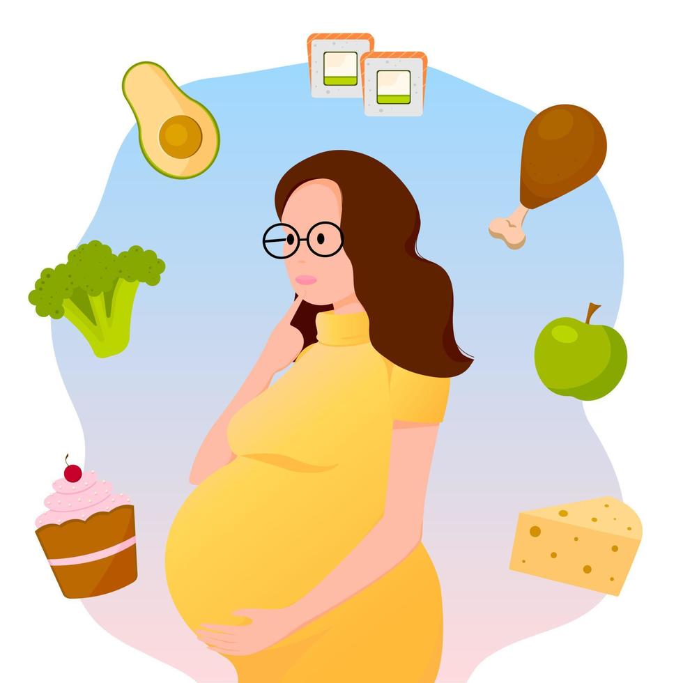 Food for a pregnant woman. vector