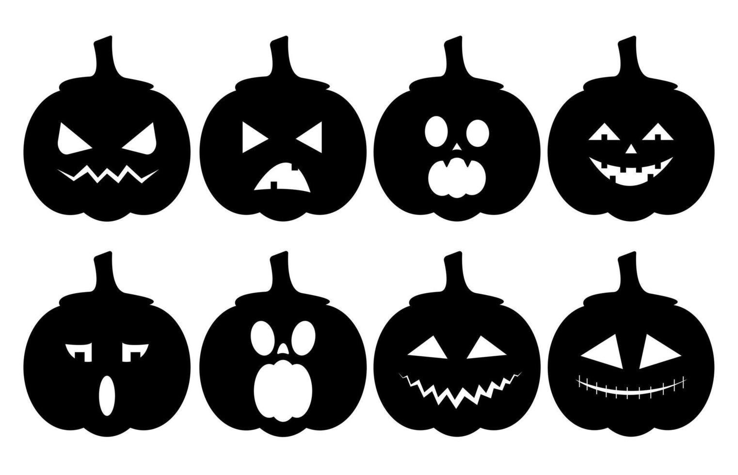 horribles calabazas de miedo para halloween. plantilla. silueta. vector