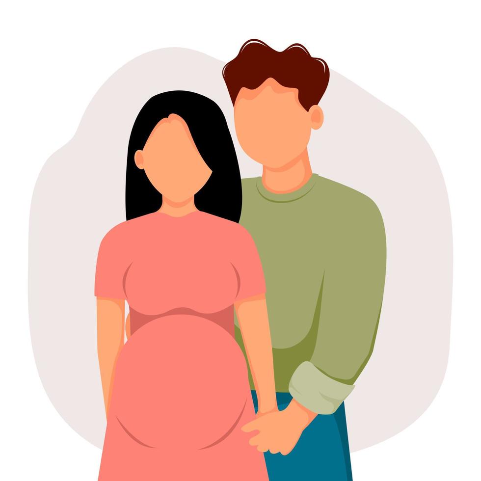 pareja feliz, familia embarazada. ilustración vectorial en estilo plano. vector