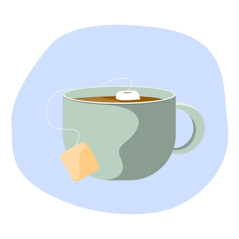 ilustración vectorial de taza de té con bolsita de té. vector