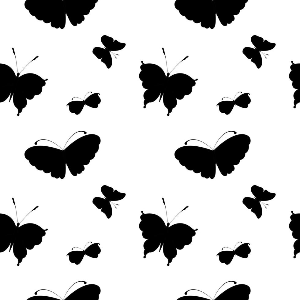 Seamless pattern with black butterfly. Vector background.