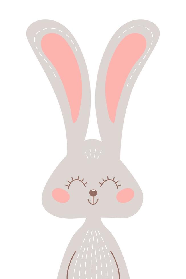 Vector illustration with cute smiling rabbit.