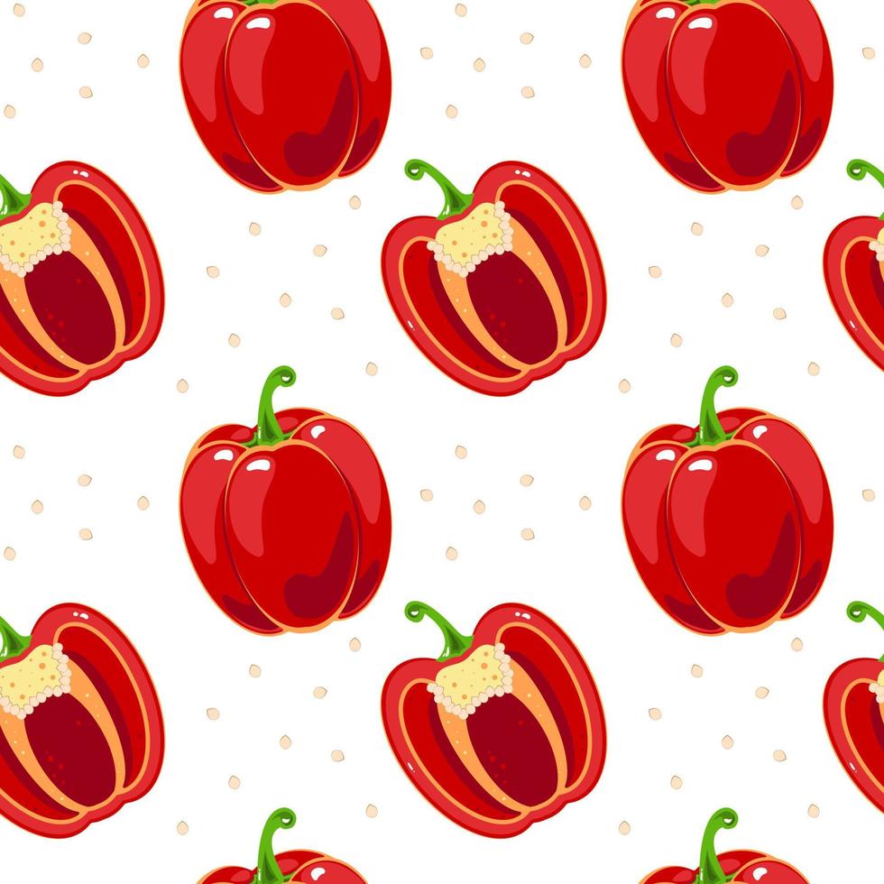 Colorful seamless pattern with bell peppers. Vector background in flat style.