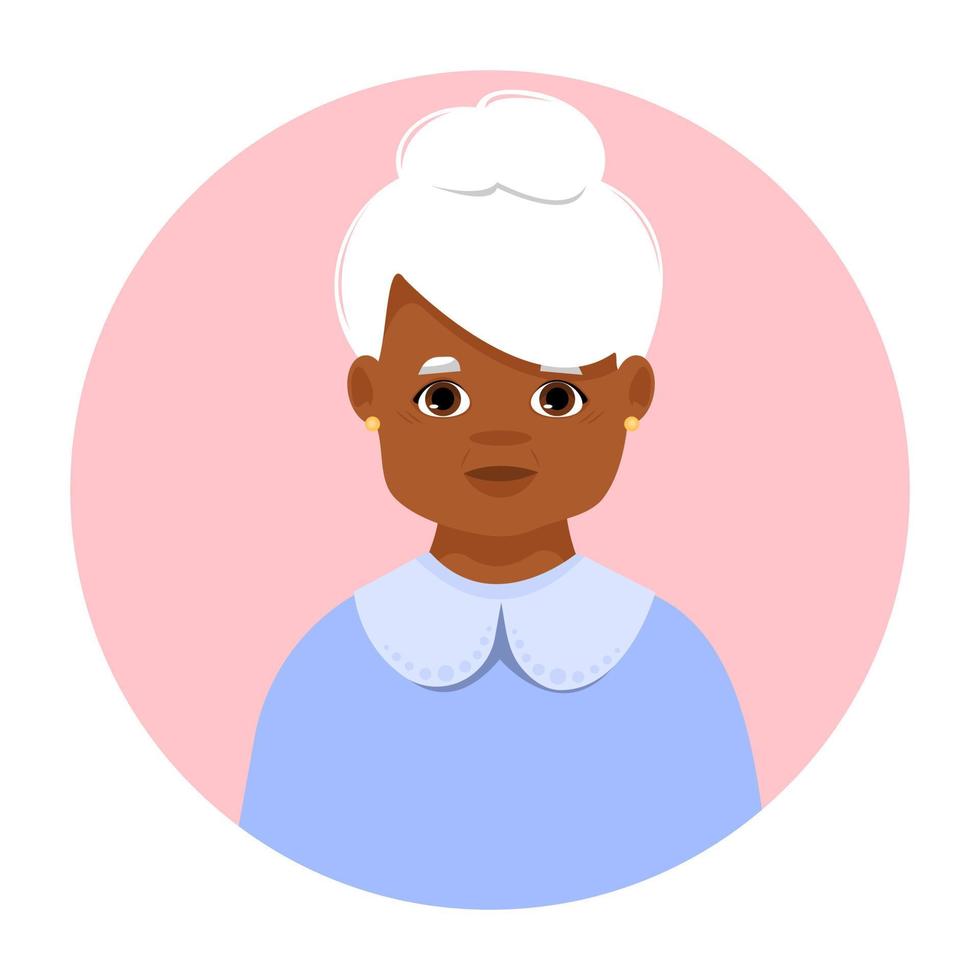 retrato de anciana. avatar de persona femenina. icono de vector de adulto mayor en estilo plano.