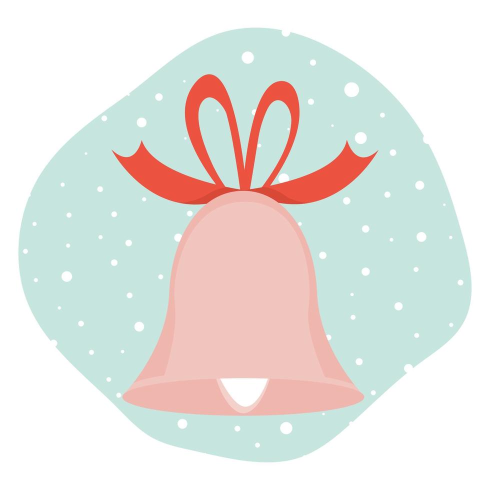 Christmas bell with red bow. Vector illustration.