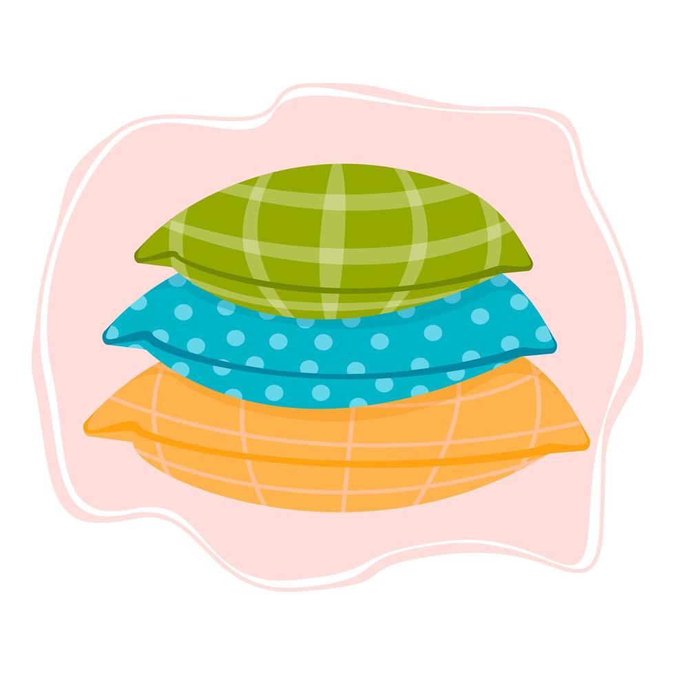 tres lindas almohadas estampadas en estilo plano. ilustración vectorial vector