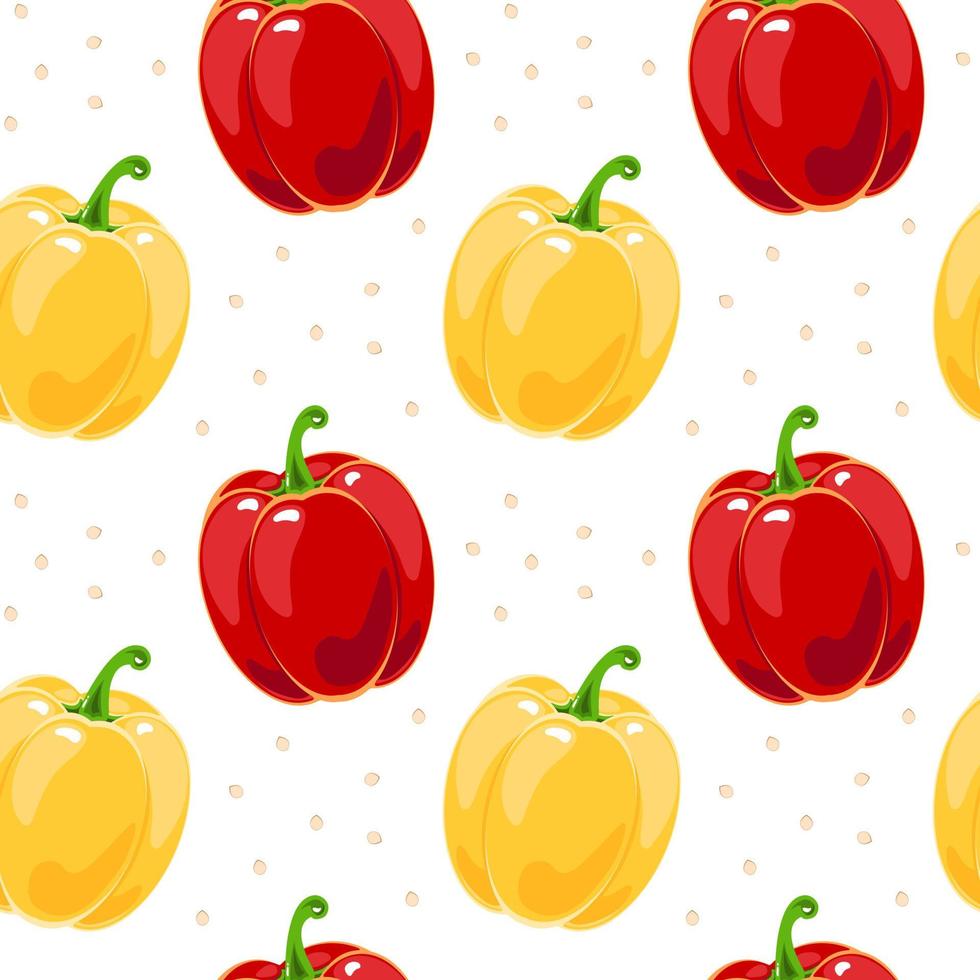 Colorful seamless pattern with bell peppers. Vector background in flat style.