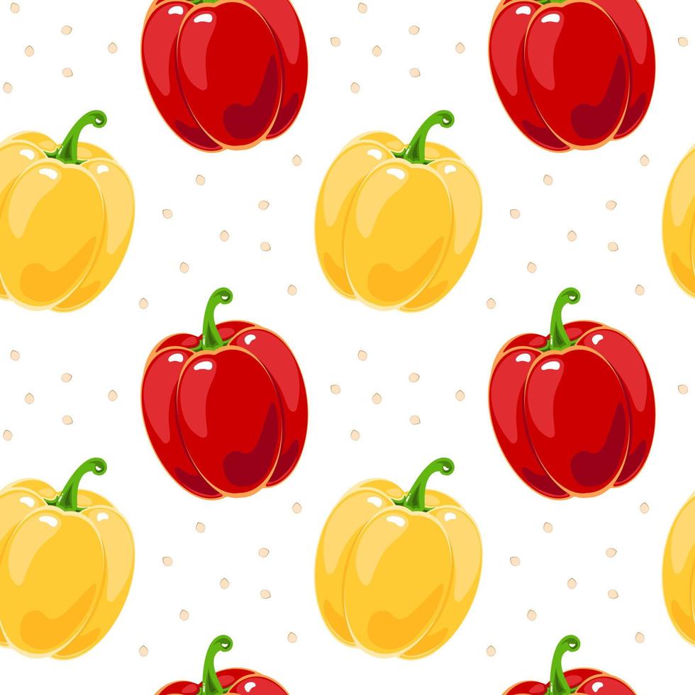 Colorful seamless pattern with bell peppers. Vector background in flat style.