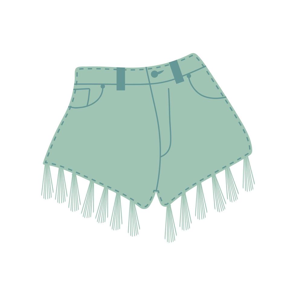 atuendo bohemio. shorts de mezclilla con flecos. vector