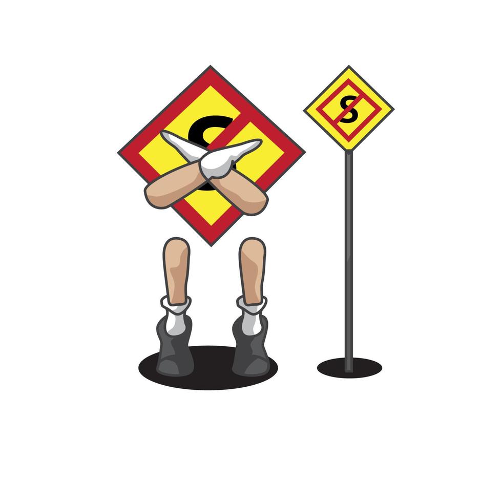 vector ilustration traffic sign character suitable for children product, children education,children character story etc.