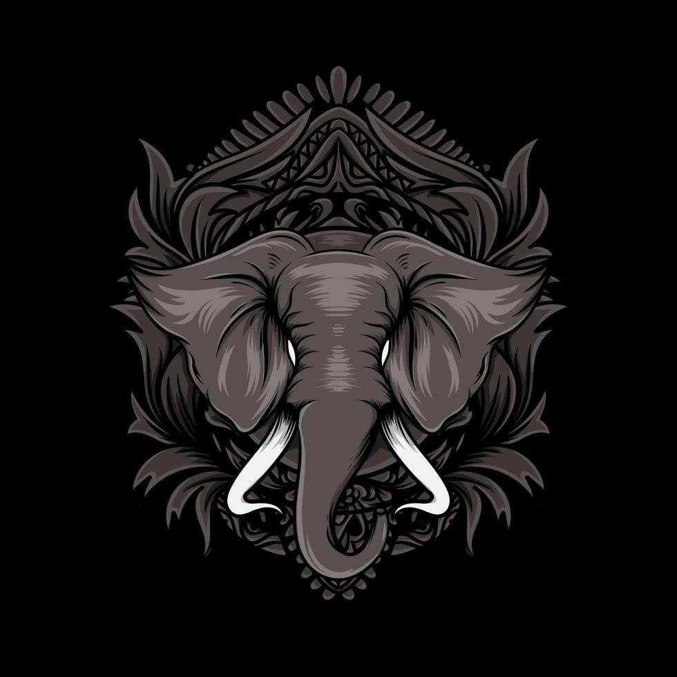 Elephant illustration with ornament style vector