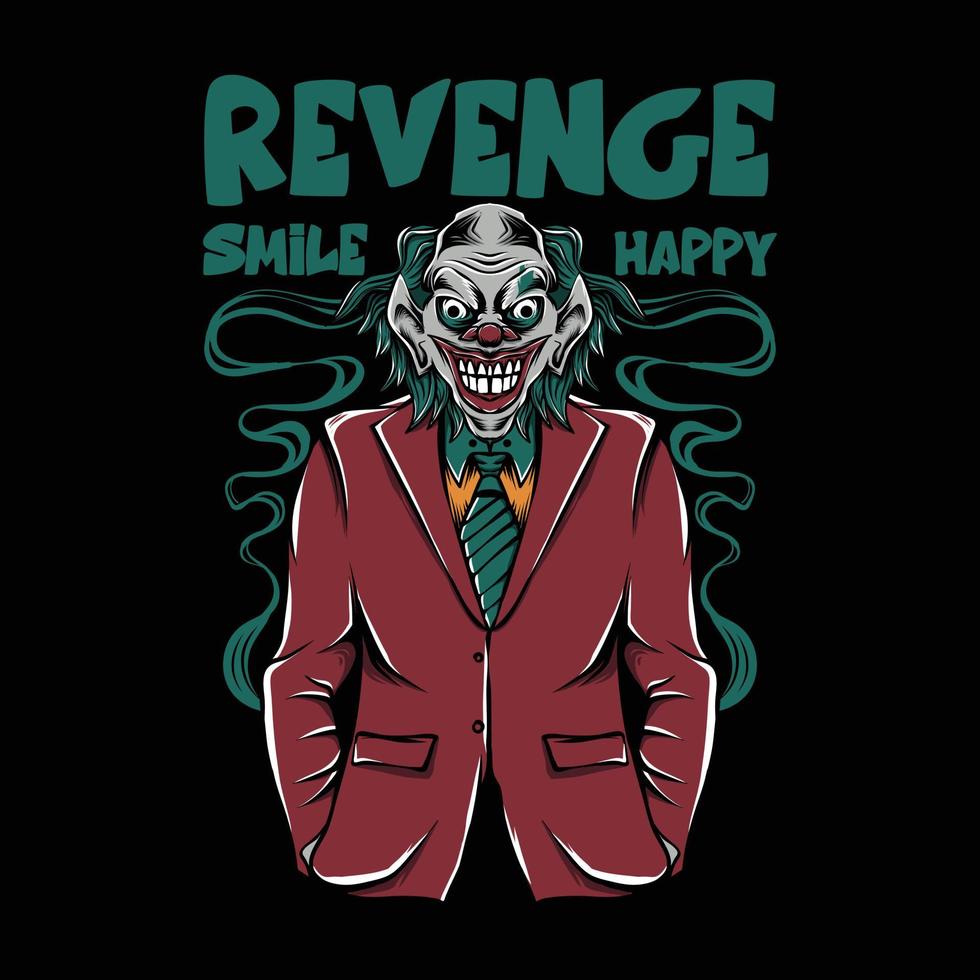 illustration of joker wearing a suit looks cool and smiling vector
