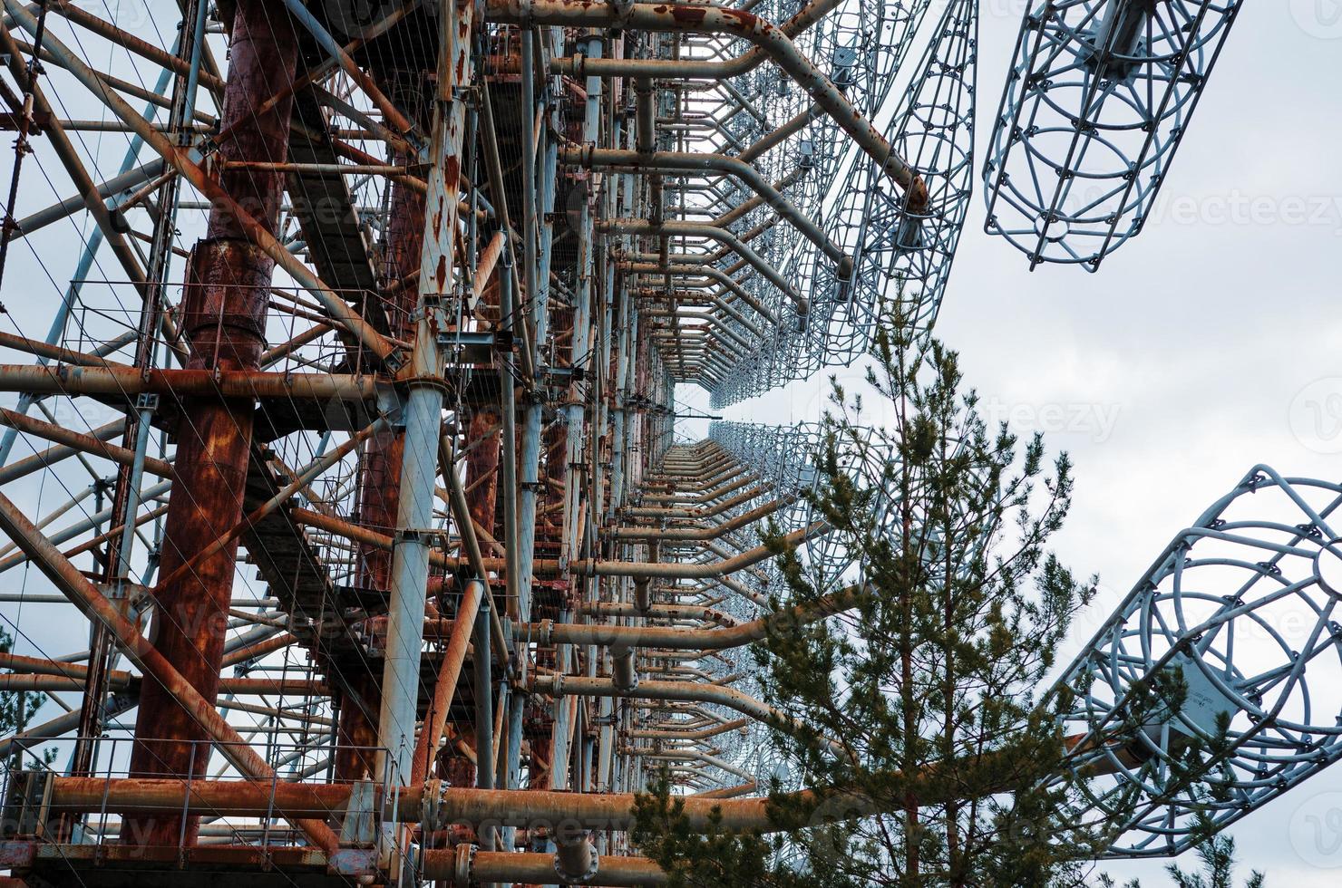 Soviet radar DUGA 3 near Chernobyl ghost town at Ukraine. photo