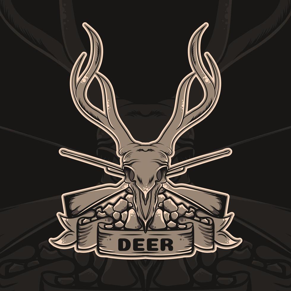 deer skull head vintage logo vector