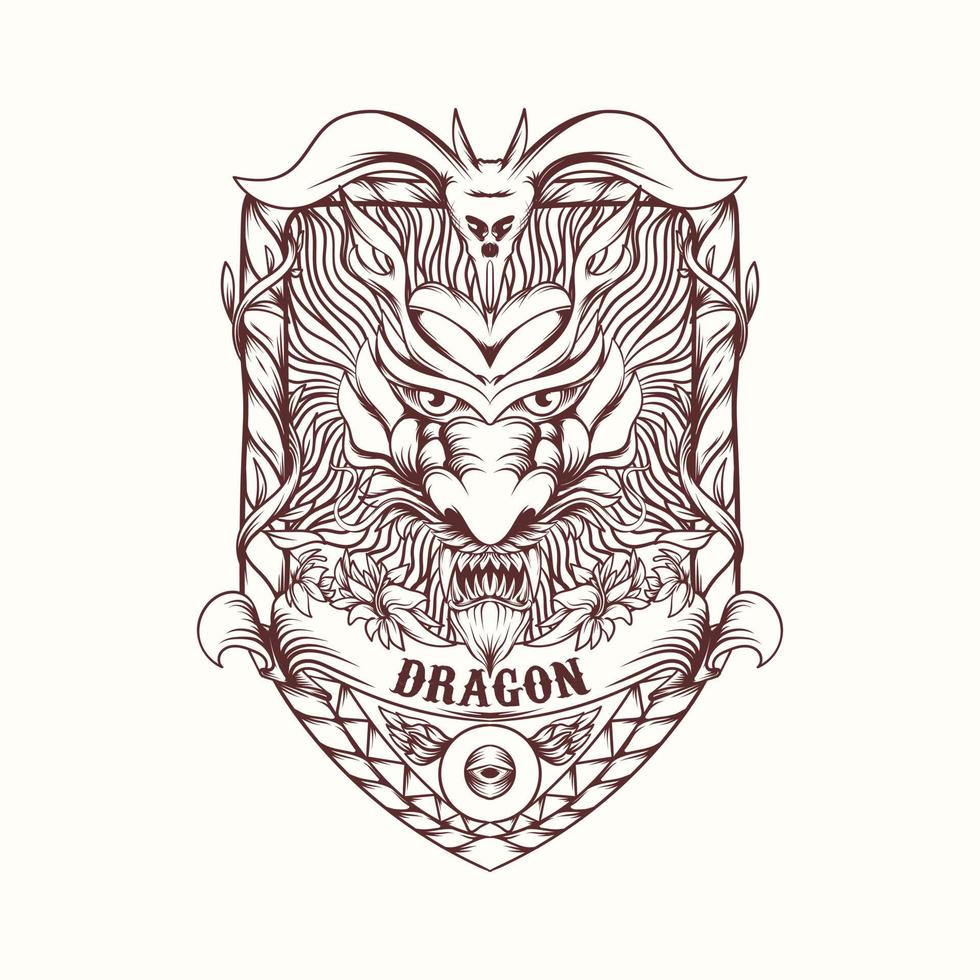 logo dragon illustration with ornament vector
