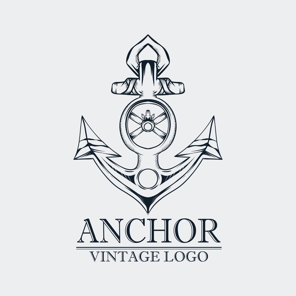 hand drawing anchor vintage logo vector