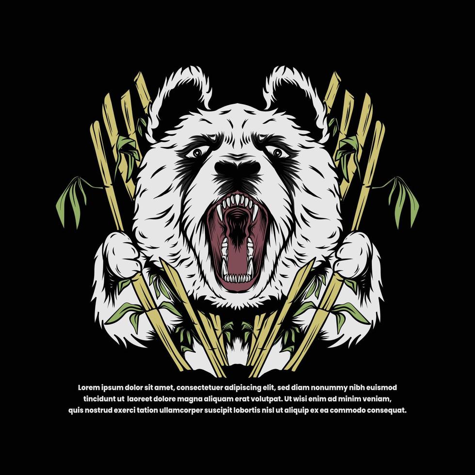angry panda with japanese style bamboo illustration 6633916 Vector Art at  Vecteezy