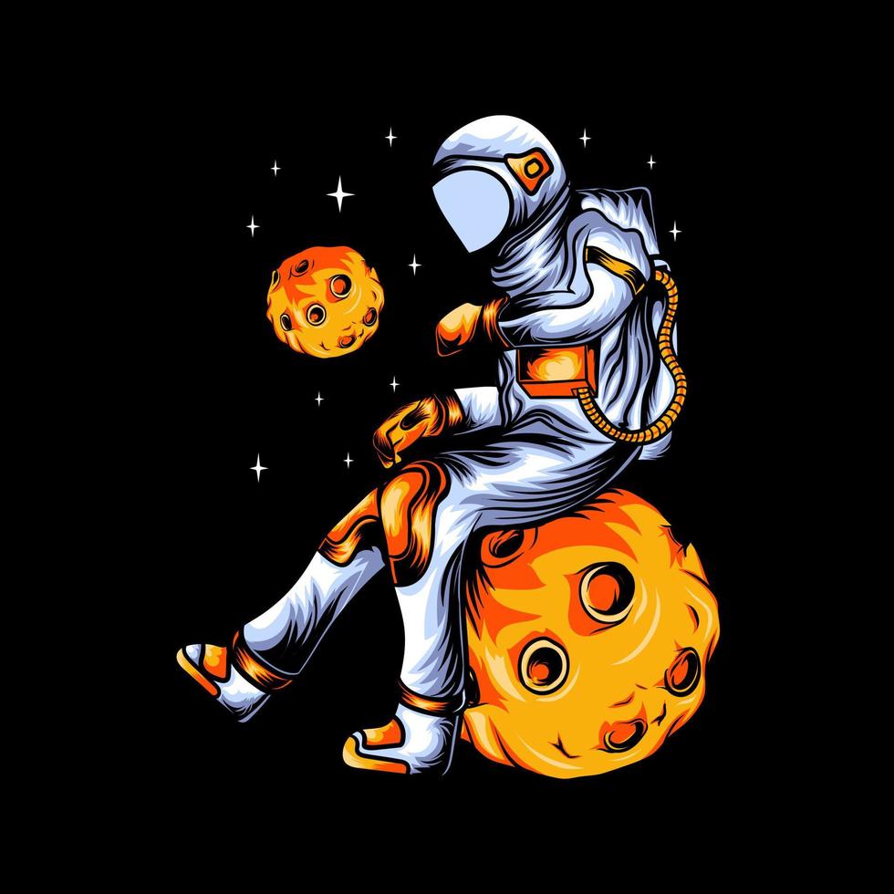 ilustración de un astronauta esperando una camiseta vector
