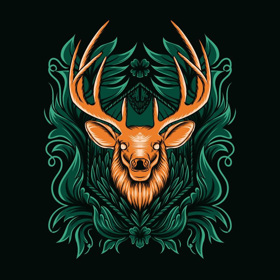 Deer illustration with ornament style vector