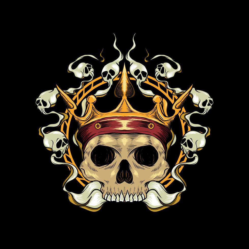 ilustración de la cabeza del cráneo de un rey vector