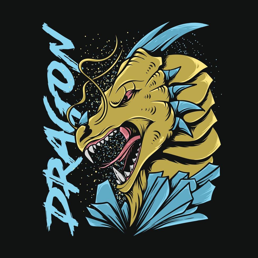 dragon illustration T shirt design vector