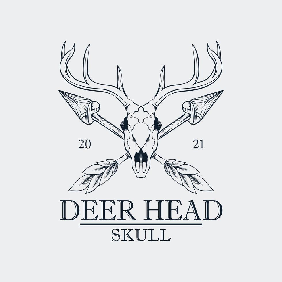 dear skull head vintage logo vector