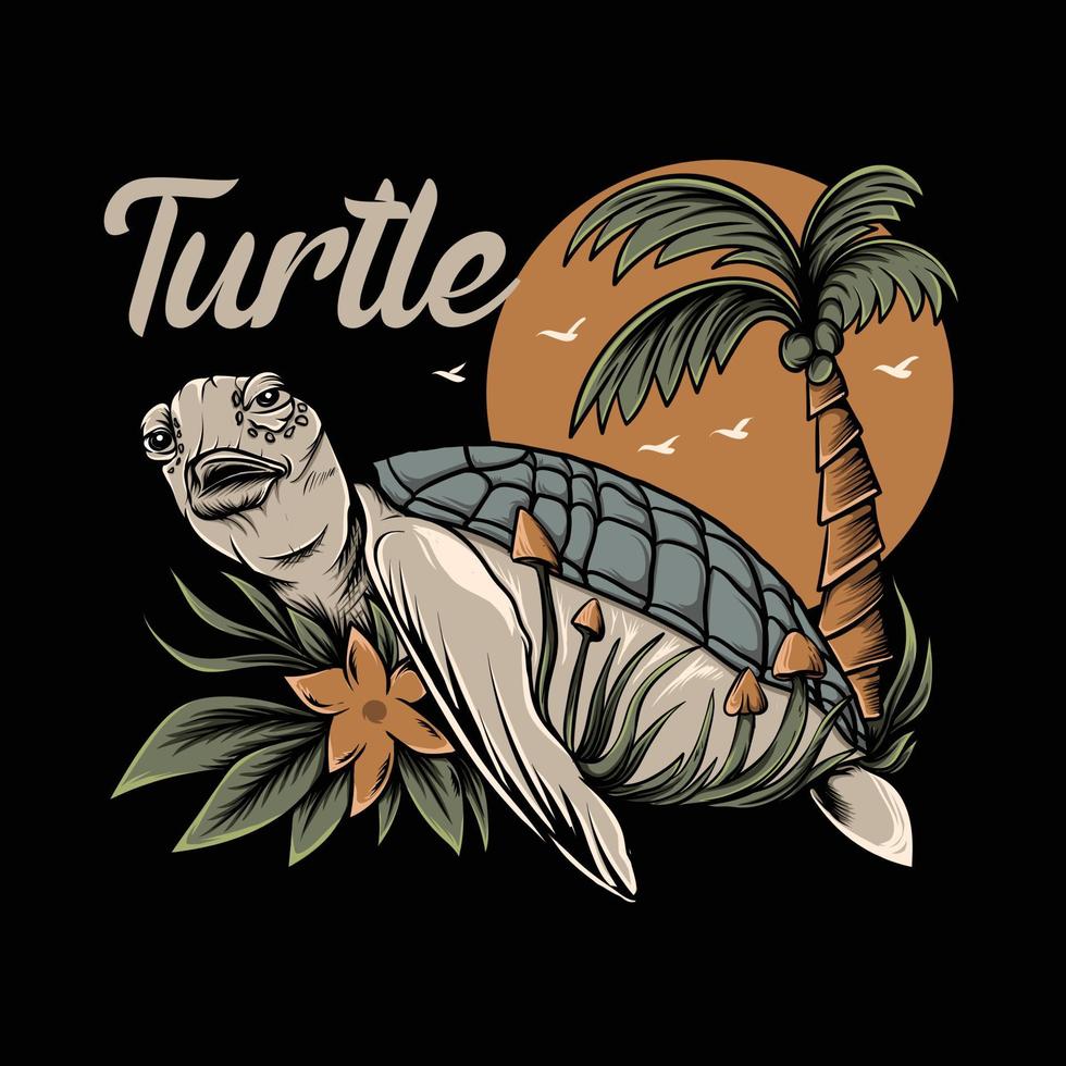 turtle illustration for t-shirt design vector