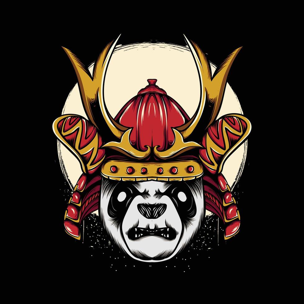 japanese warrior style panda illustration for t-shirt design vector