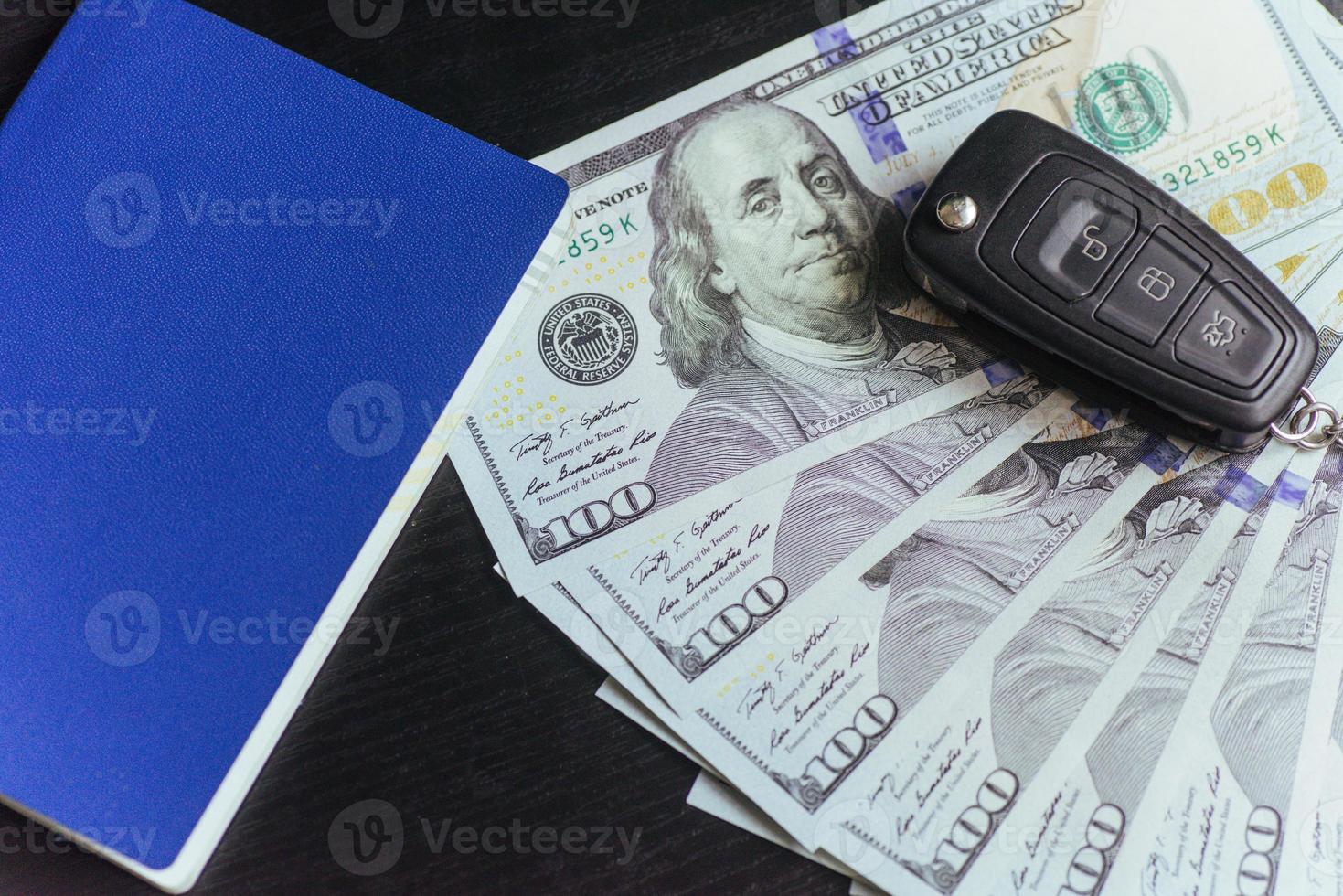 dollars, passport and keys to the car photo