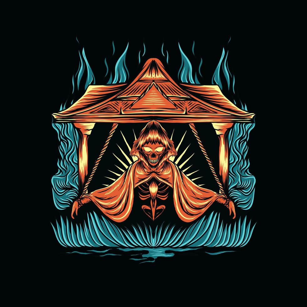 fantasma del infierno ilustración para camiseta vector