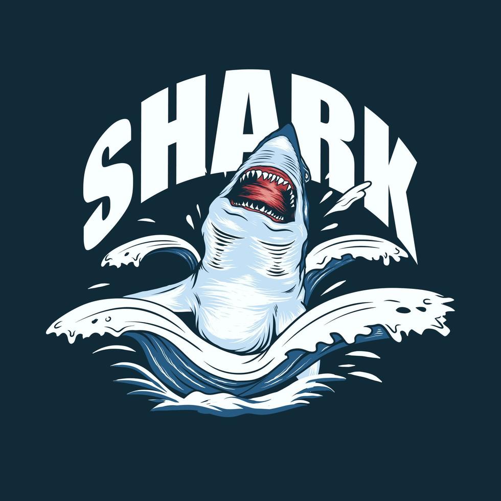 shark illustration for t-shirt design vector