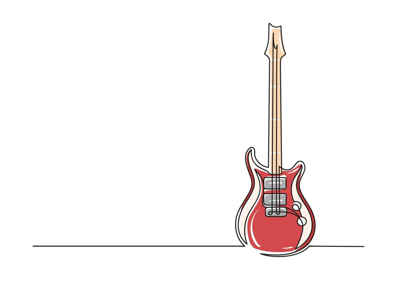 Continuous one line drawing of a guitar vector
