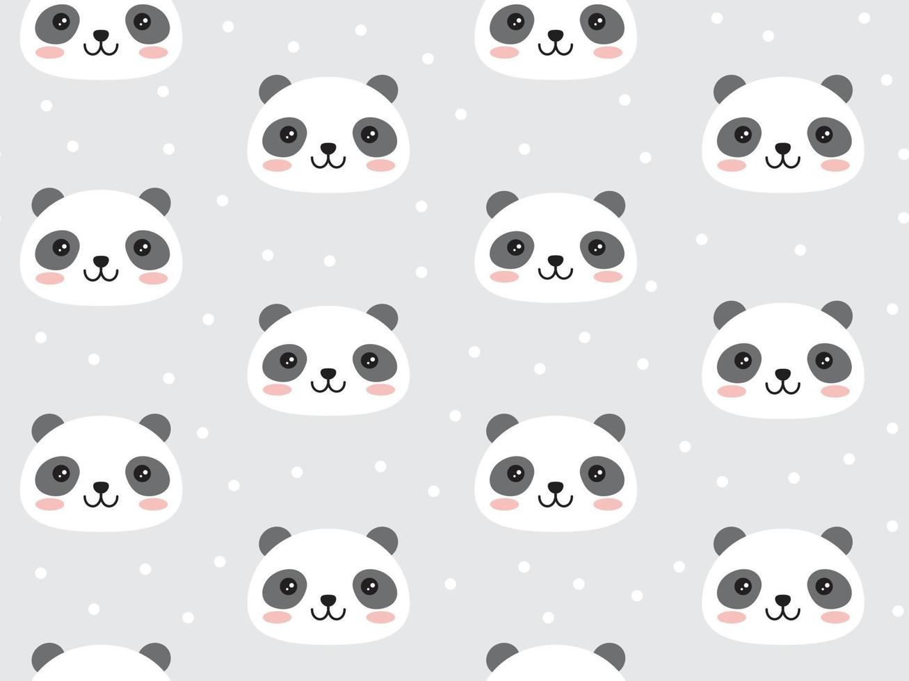Panda vector pattern in scandinavian style with dots. Seamless background print.