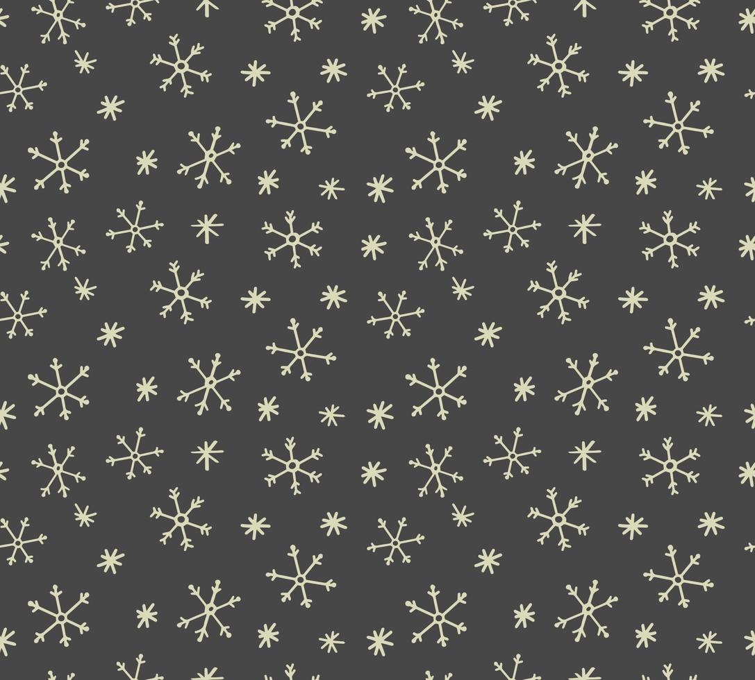 Doodle snowflakes vector pattern. Christmas seamless background with hand drawn snowflakes. Winter design.