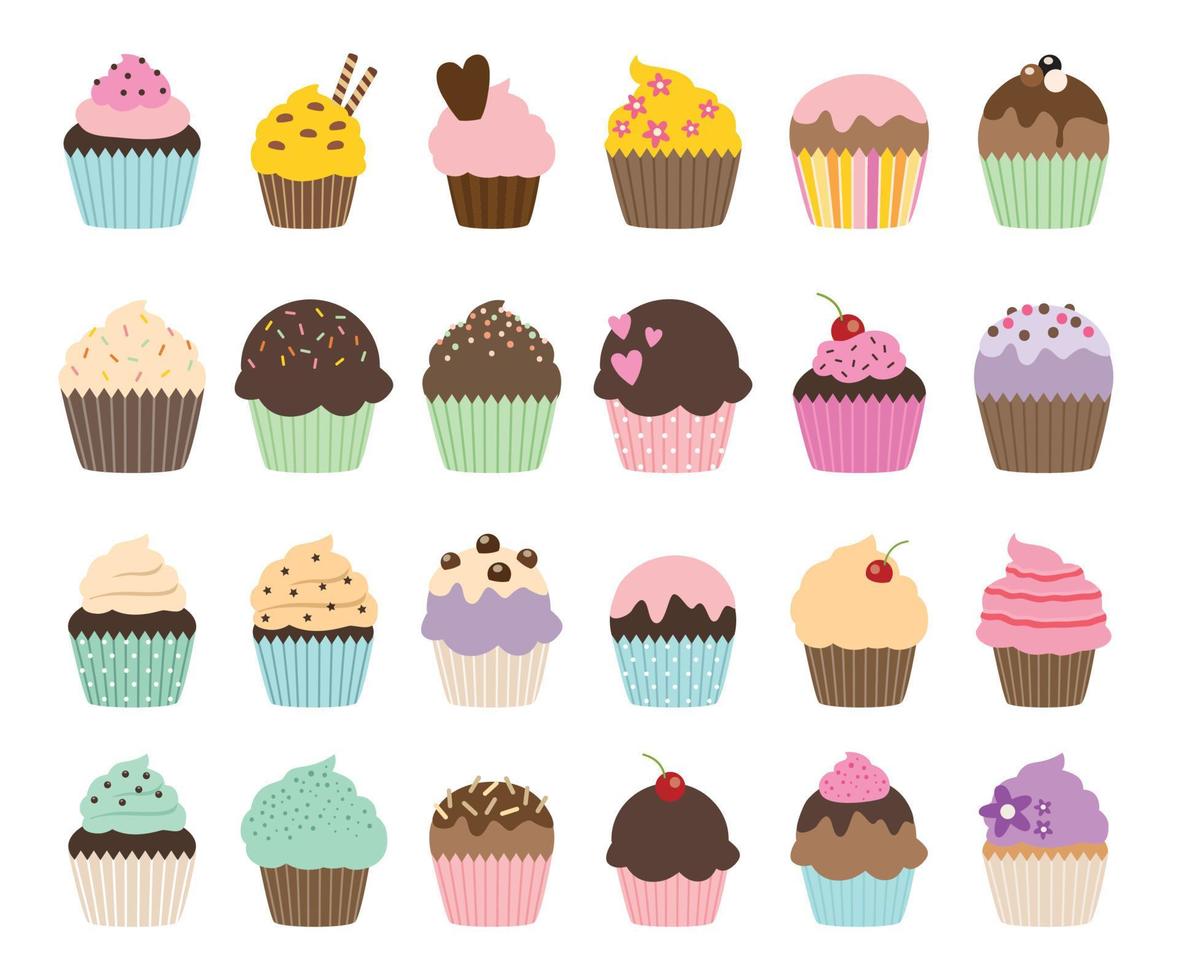 Set of cute vector cupcakes and muffins