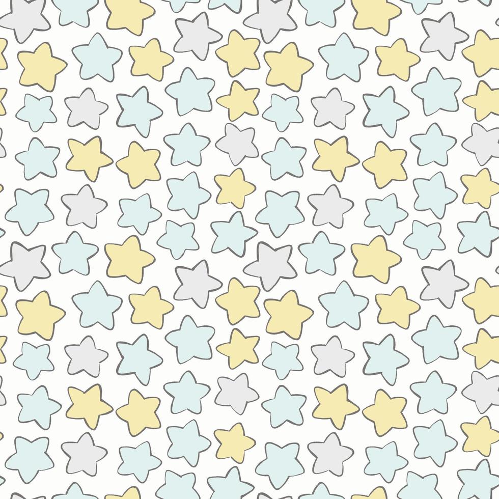 lindo patrón vectorial de estrellas. dibujado a mano garabato cielo nocturno fondo transparente en colores pastel. vector