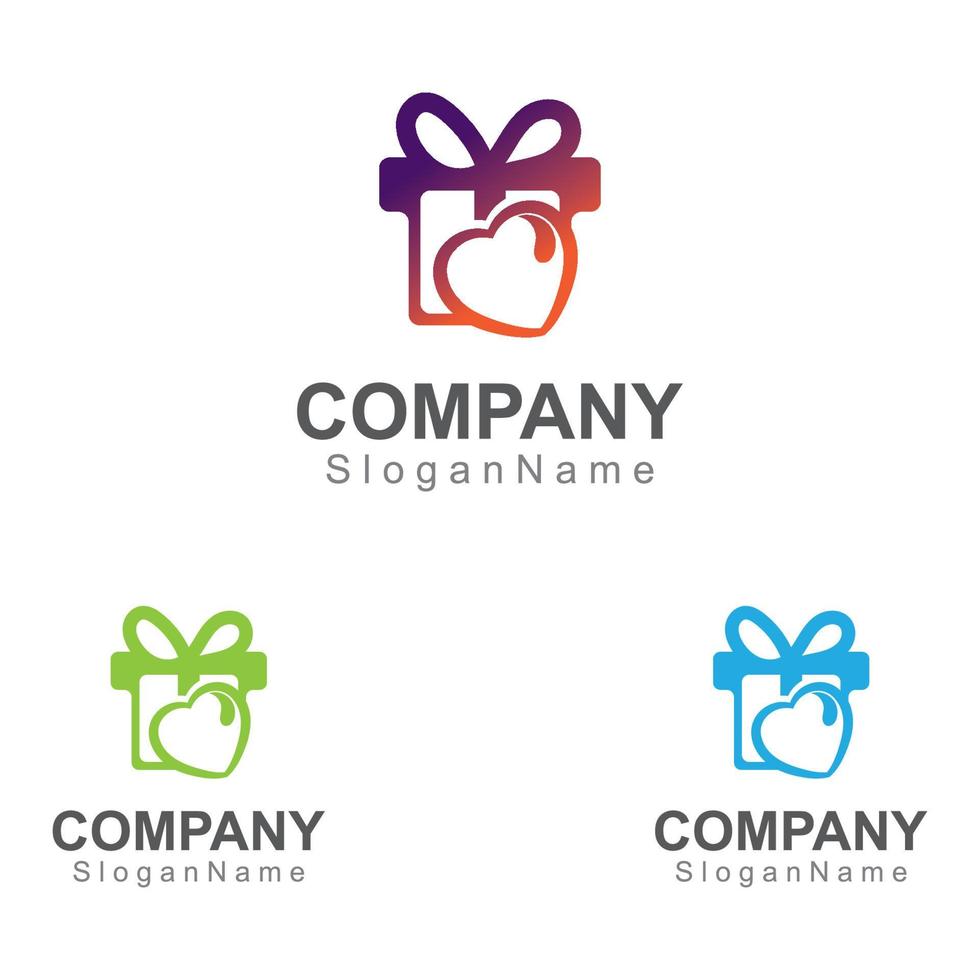 Gift box surprise logo design vector template Image art concept