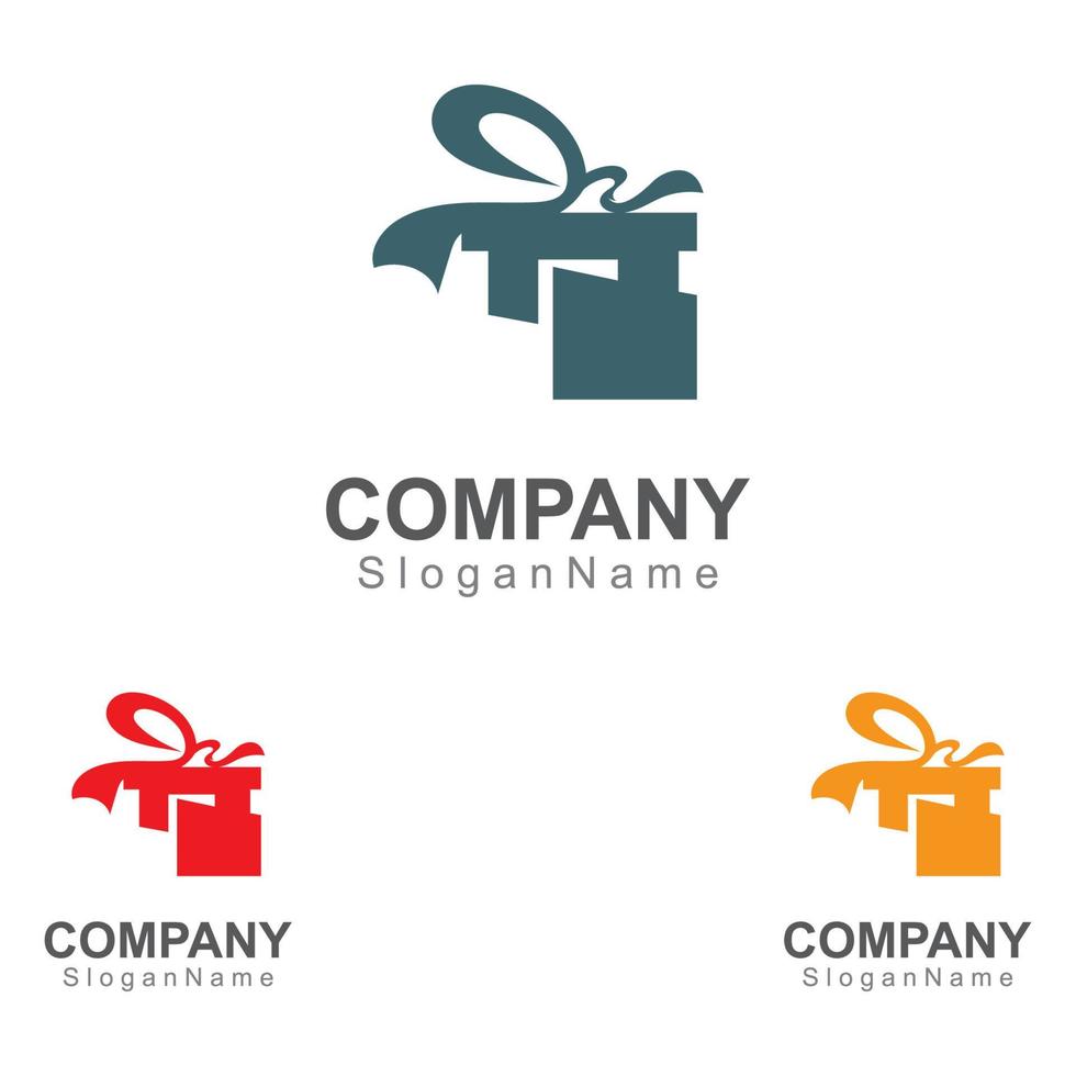 Gift box surprise logo design vector template Image art concept