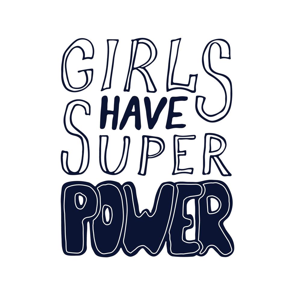 Girl power, feminism quotes. Doodle vector illustrations